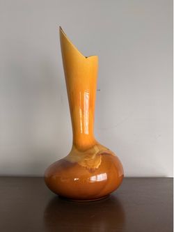 Vintage MCM Yellow / Orange Vase - 17” Tall
