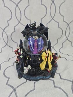 Disney Villains Musical Snow Globe Plays Grim Grinning Ghosts Read Description