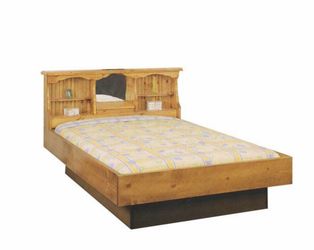 Super Single wood waterbed frame and headboard (mattress included)