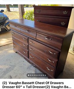 (2)  Vaughn Bassett Chest Of Drawers Dresser 60" + Tall Dresser(2) Vaughn Bassett $250 long $175 tall $375 both!