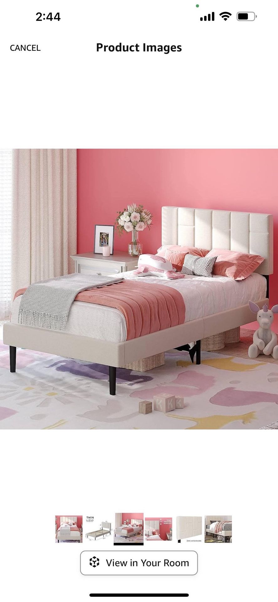 New in box Twin Platform Bed Frame, Modern Upholstered Bed with Headboard and Wood Slat Support, Noise-Free, No Box Spring Needed, Beige tbf-09