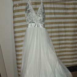 New Prom Dress Silver And White 