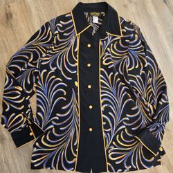Bob Mackie Wearable Art Vintage 90s Button Shirt Large
