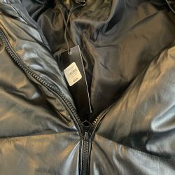 Black Leather Puffer Jacket
