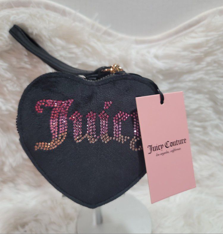 Juicy Couture Liquorice Ombre Velour Be Classic II Heart Zip Wallet Wristlet