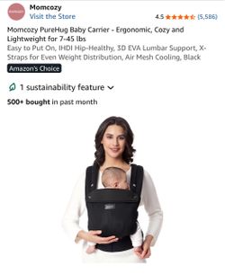 Momcozy PureHug Baby Carrier - Ergonomic, Cozy and Lightweight for 7-45 lbs BLACK