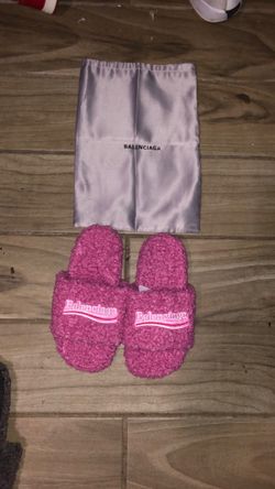 Balenciaga Furry Slide Slippers Pink Size 6