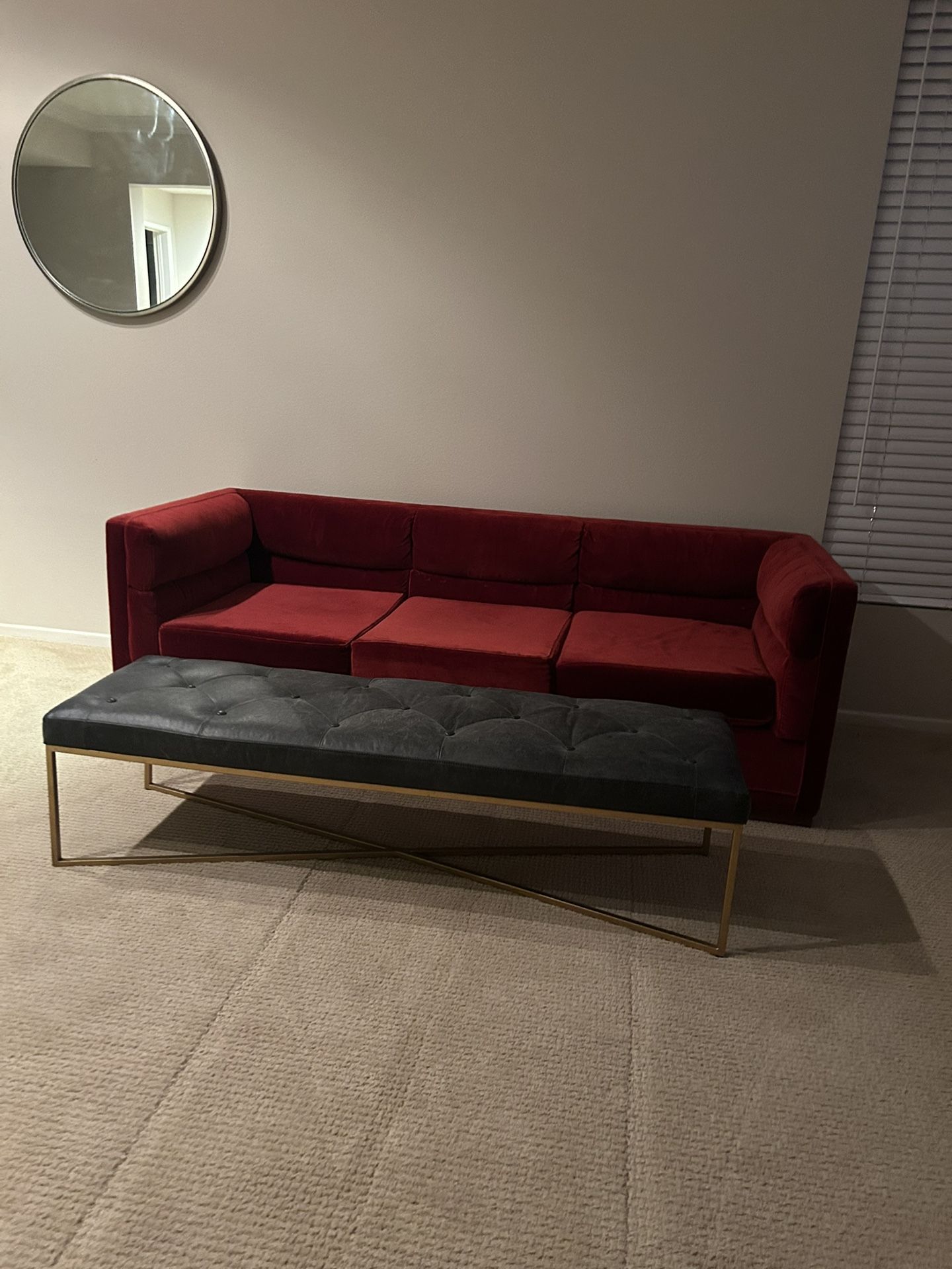 Black Faux Leather With Gold Legs Bench or Ottoman