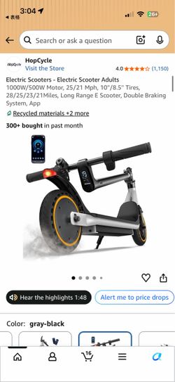 [SALE / BRAND NEW] HopCycle 500W Foldable Electric Scooter (21 MPH, 21 Miles Range)