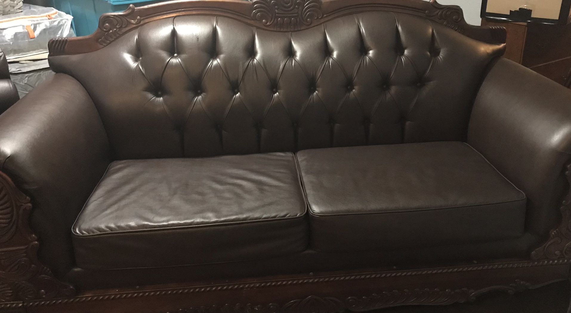 Brown Leather Sofa And Love Seat