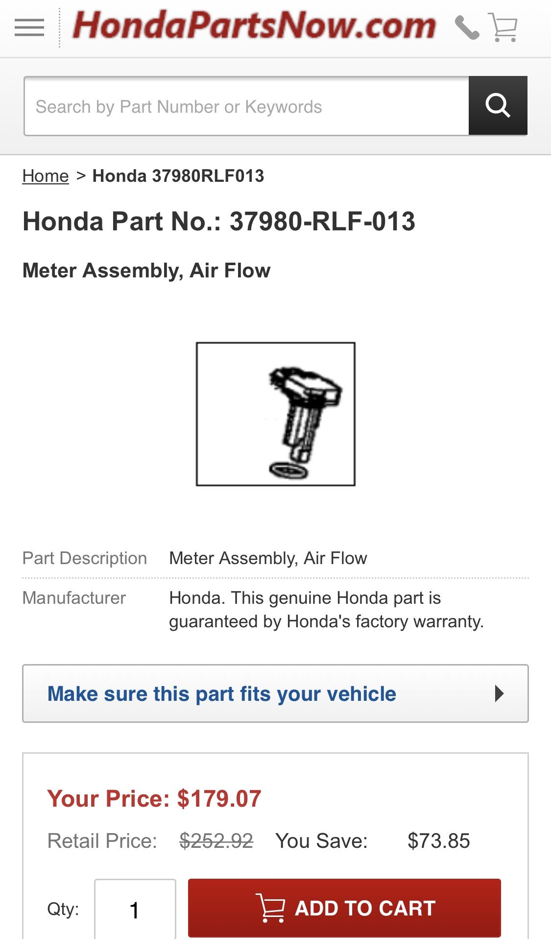 Denso MAF Sensor Honda Acura 