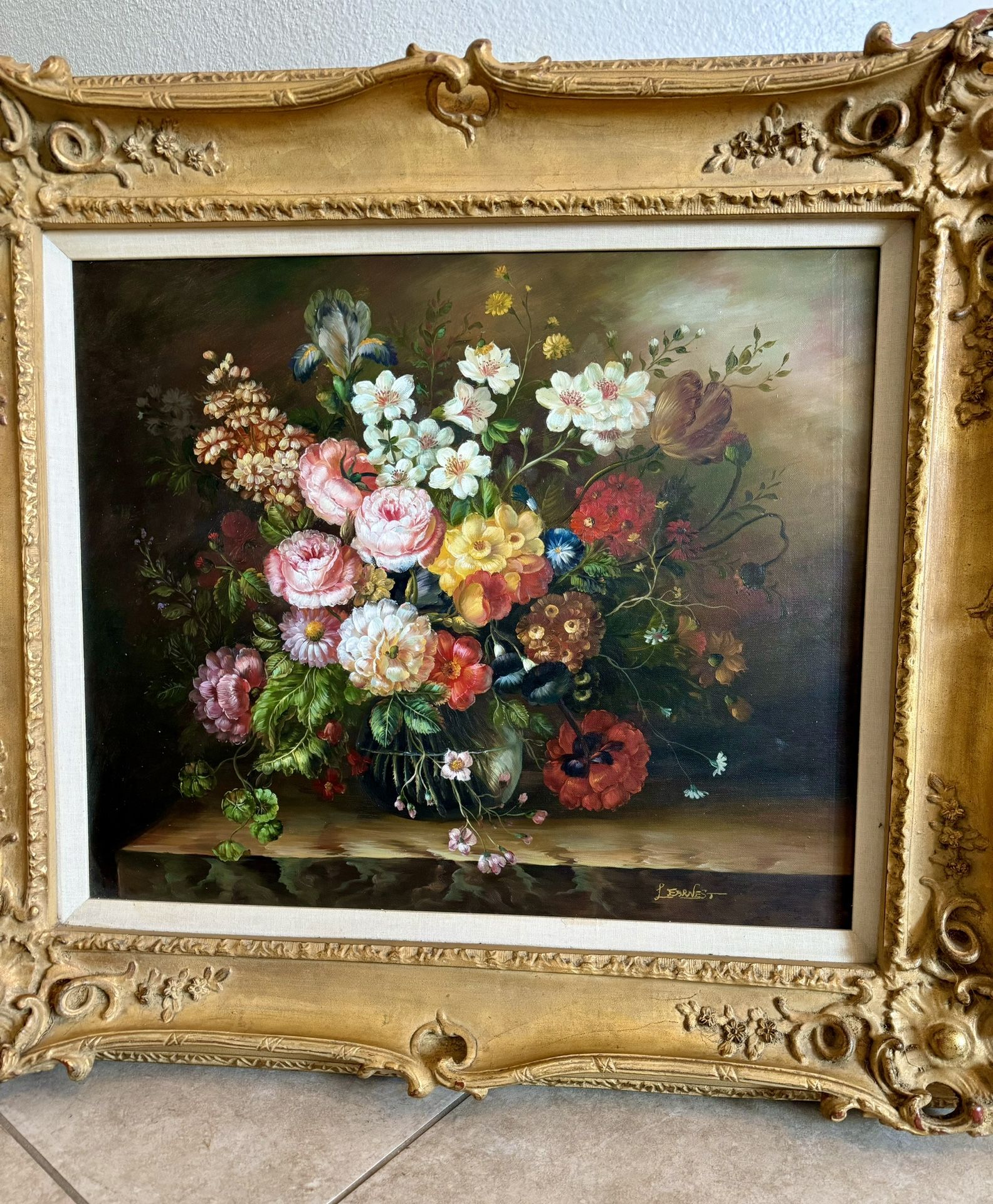 GORGEOUS OIL PAINTING WITH BEAUTIFUL FRAME AND SIGNATURE