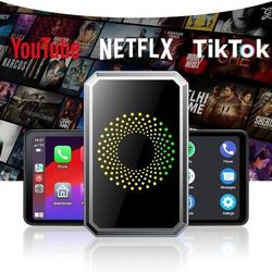 new 3-in-1 Wireless Carplay Adapter Magic AI Box with Net-Flix YouTube TikTok Upgrade Wired Car Play to Wireless Support USB Drive for iPhone 10+ and 