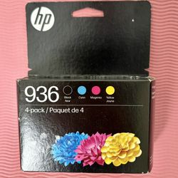 HP 936 Black/Cyan/Magenta/Yellow Standard Yield Ink Cartridges, 4/Pack.  New