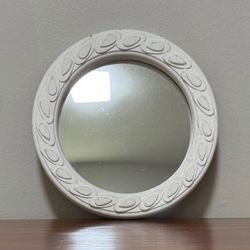 Wood Ornate Frame 10 Inch Round Mirror Wall Decor