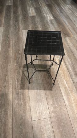 Black Metal Side Table with Grid Top