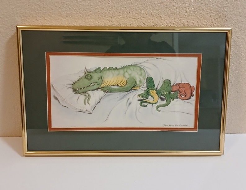 Doug Potter 1981 ~ 69/100 Whimsical Illustration ~ Dinosaurs 9.5