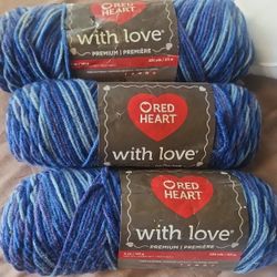 Three Skeins  Of Red Heart Yarn Premium