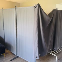 3-Panel Room Divider + Clothing Rack + Curtains – Great for Studio / Shared Room