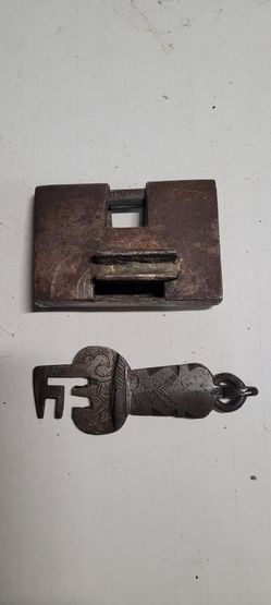 Antique Handmade Padlock with Key
