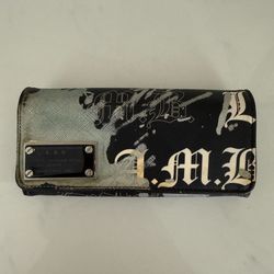 LAMB by Gwen Stefani, large wallet, coin, purse, black, white silver