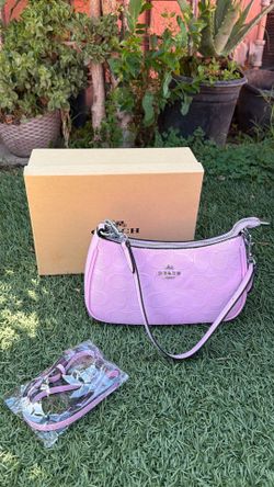 Coach Signature Embossed Shoulder Bag Pink