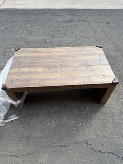 West Elm rustic wood coffee table