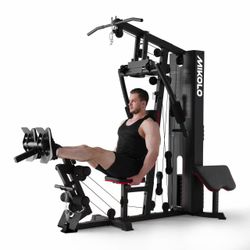 Mikolo Home Gym, Workout Station with 150LBS Weight Stack, Multifunctional Home Gym Equipment, Exercise Equipment for Full Body Strength Training