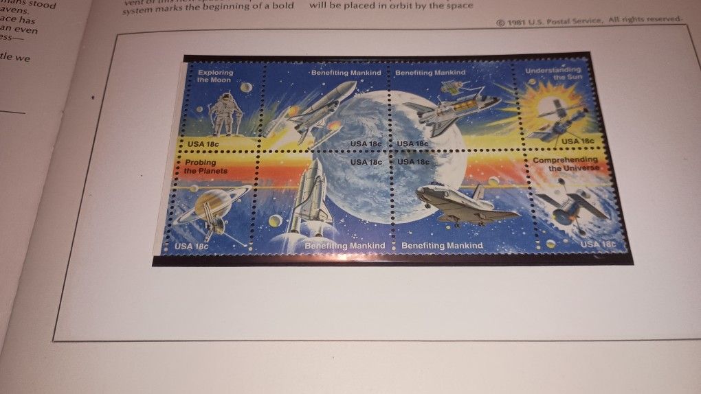 US 1981 Space Achievements Stamp Folio from USPS w 8 Mint Stamps