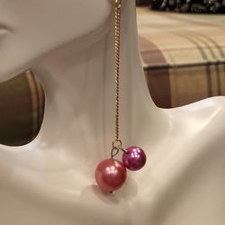 Pink Pearl Chain Earrings