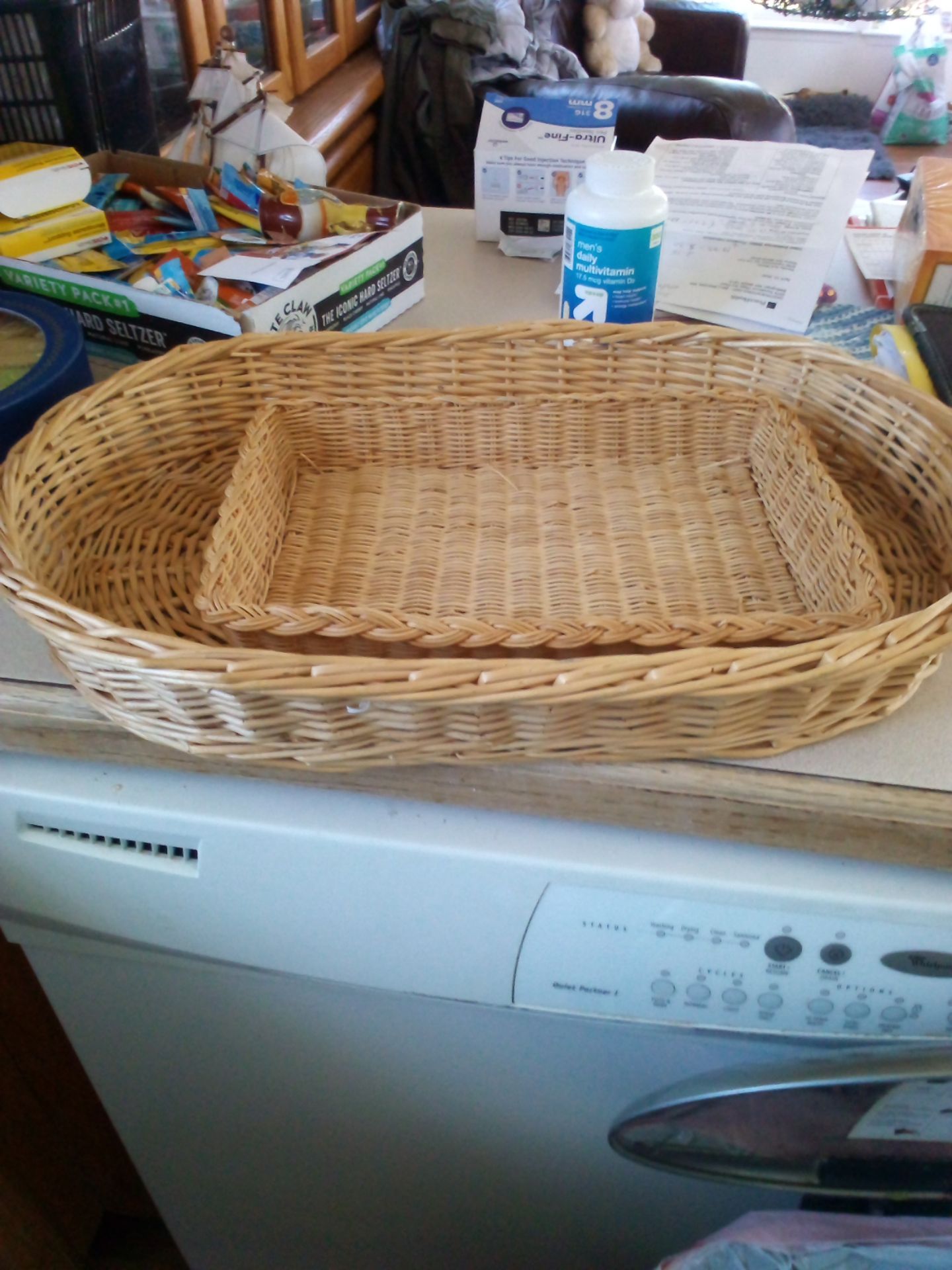 Two wicker basket serving trays
