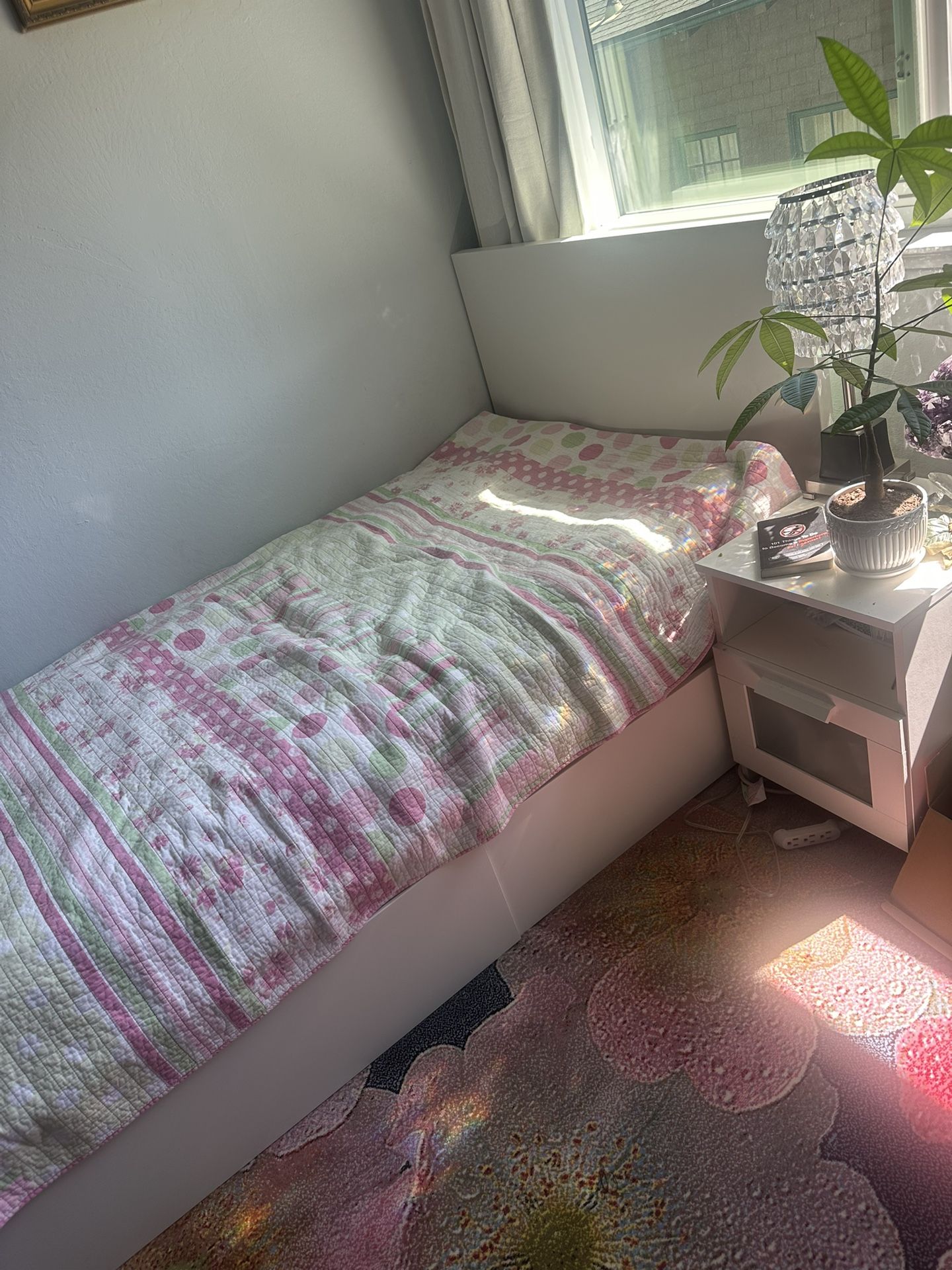 IKEA Storage Bed Twin W/ Nightstand And New Mattress