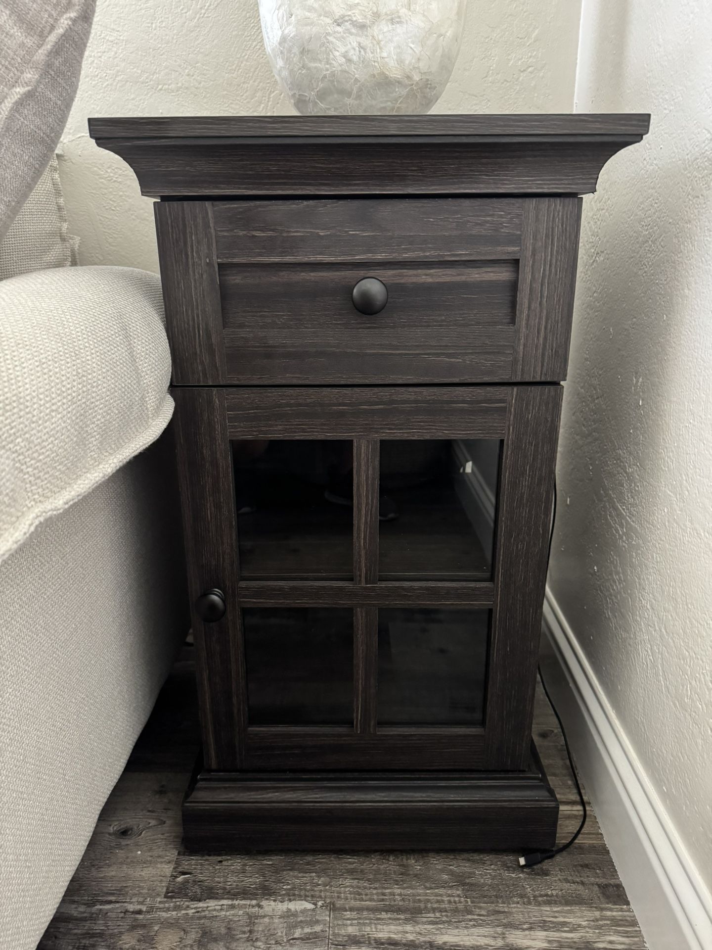 Brown End Table With USB