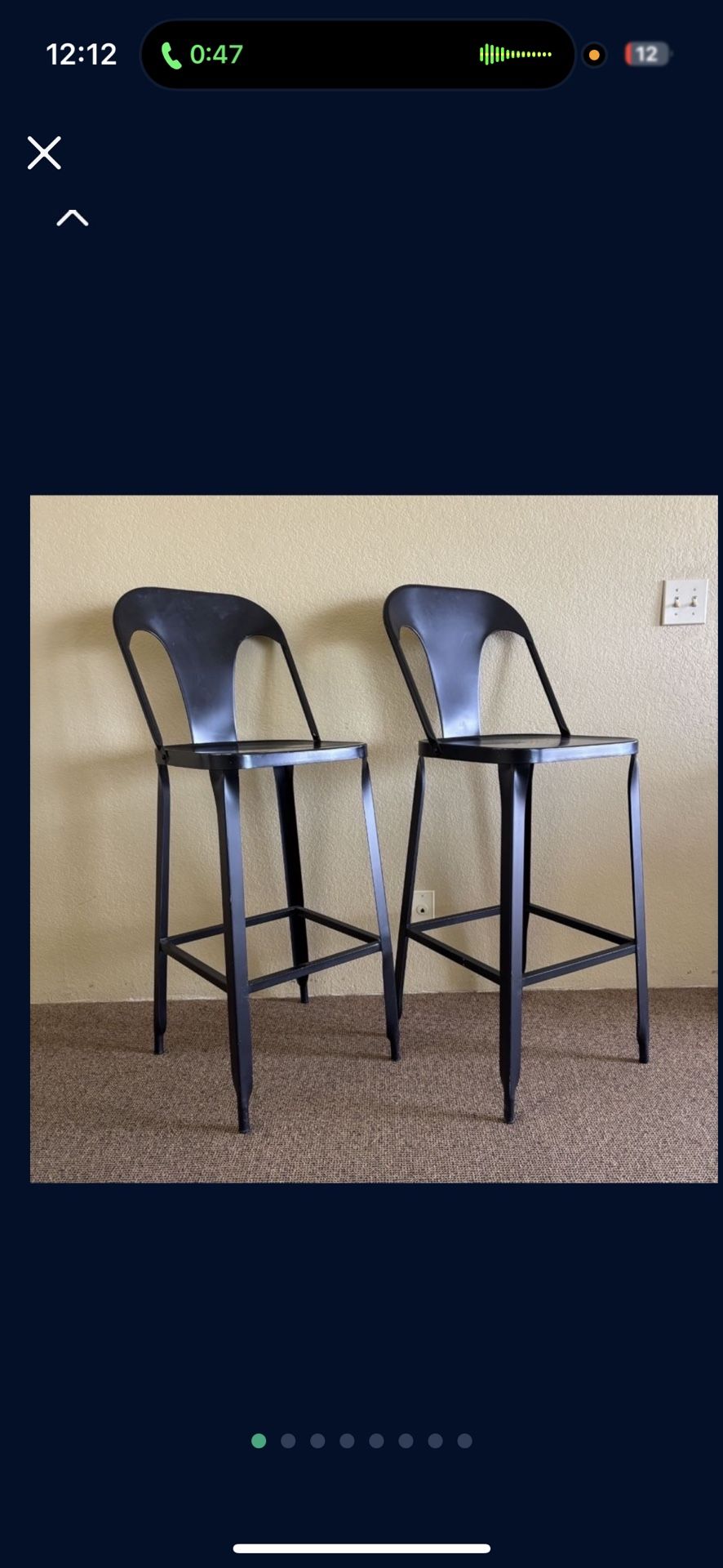 Set Of 2 crate and barrel maxx black metal stools