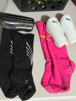Toddler/preschool size shin guards with socks soccer