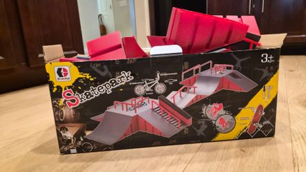 Finger skateboard park with skateboards