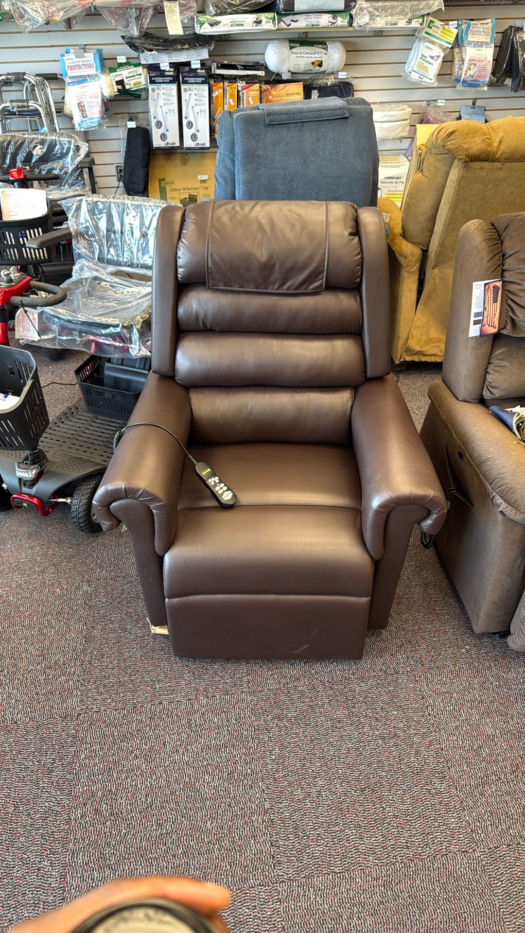 NEW Power Lift Chair, Brown Faux Leather