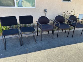 Lot of 5 office chairs black arm chairs and side chairs