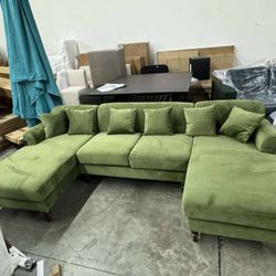 VANOMi Sectional Couches for Living Room, Modern Couch Sectional Sofa (Olive velvet, U shaped)