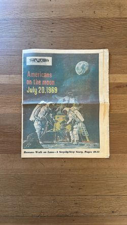 Vintage News Paper Man Lands On Moon (near UTSA)