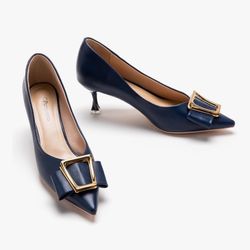C.Paravano Navy Blue Kitten Heels