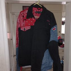 CUSTOM BLACK JEAN AND RED JACKET