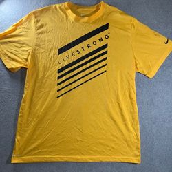 Nike Mens XXL Livestrong Dri-FIT Graphic T-Shirt Yellow NWOT Athletic Cycling