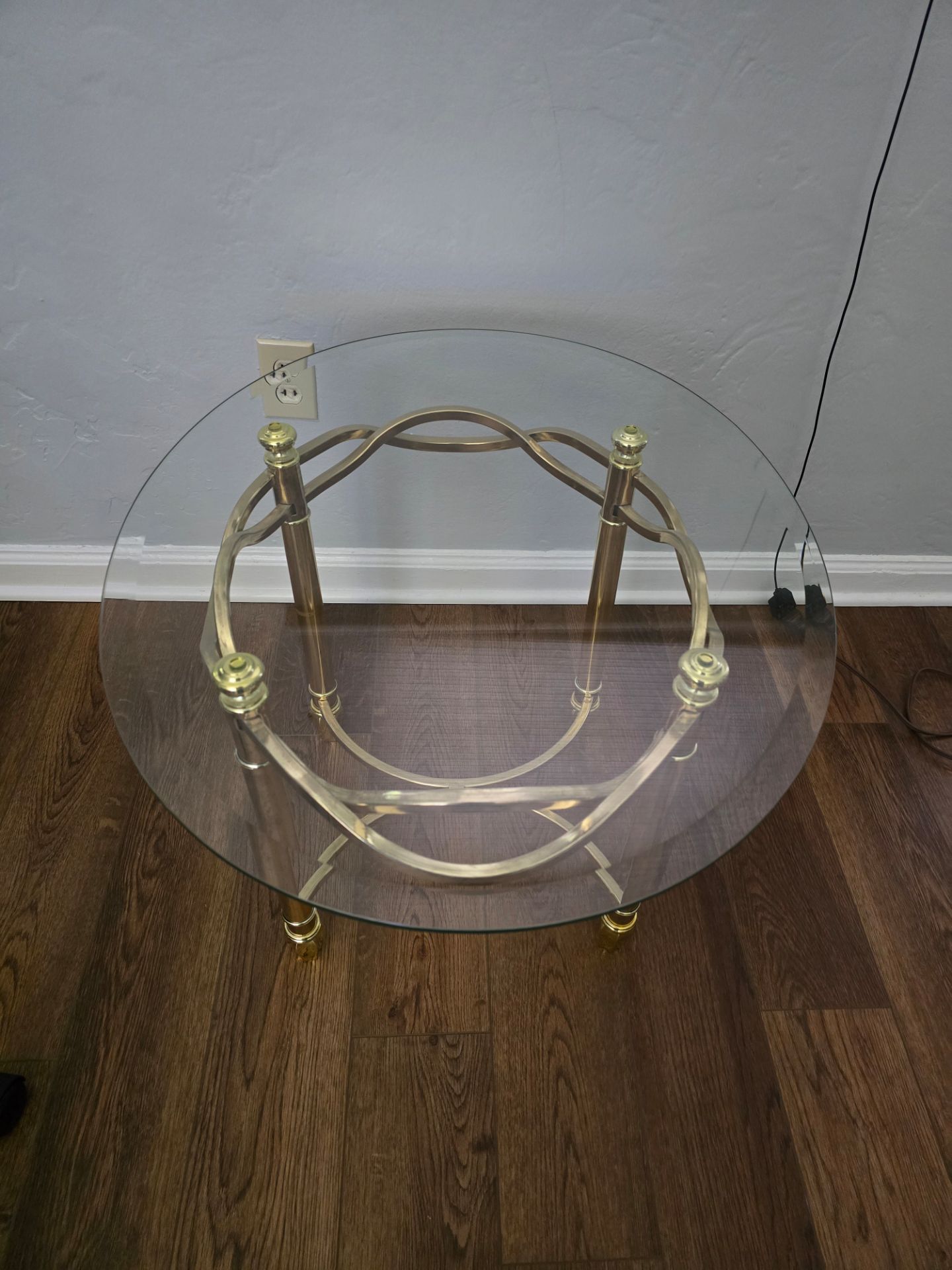 Brass and Glass Hollywood Regency Style Oval End Table
