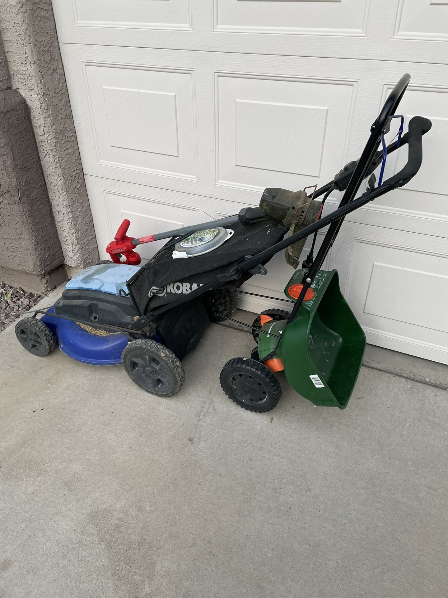 Electric Lawn Mower, Edger And Garden Spreader