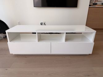 CB2 Chill White High Gloss Media Console 60”