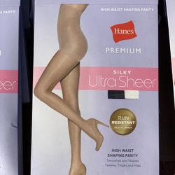 Hanes Premium Ultra Sheer Waist Slimming Panty Hose Large Black 