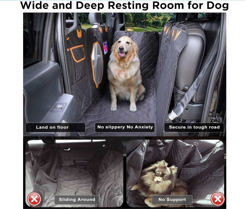 ITNAST XL Dog Seat Cover for Truck, Waterproof Dog Floor Hammock for Crew Cab Trucks with Mesh Window, Heavy Duty Scratch-Proof Back Seat Cover Protec