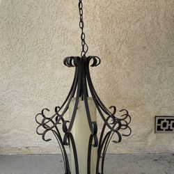 Vintage Black Iron Chandelier 