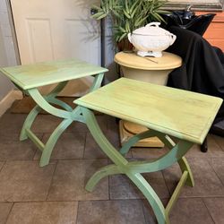 Solid Wood Greenish Beautiful End Tables 22 X 17 22 Tall